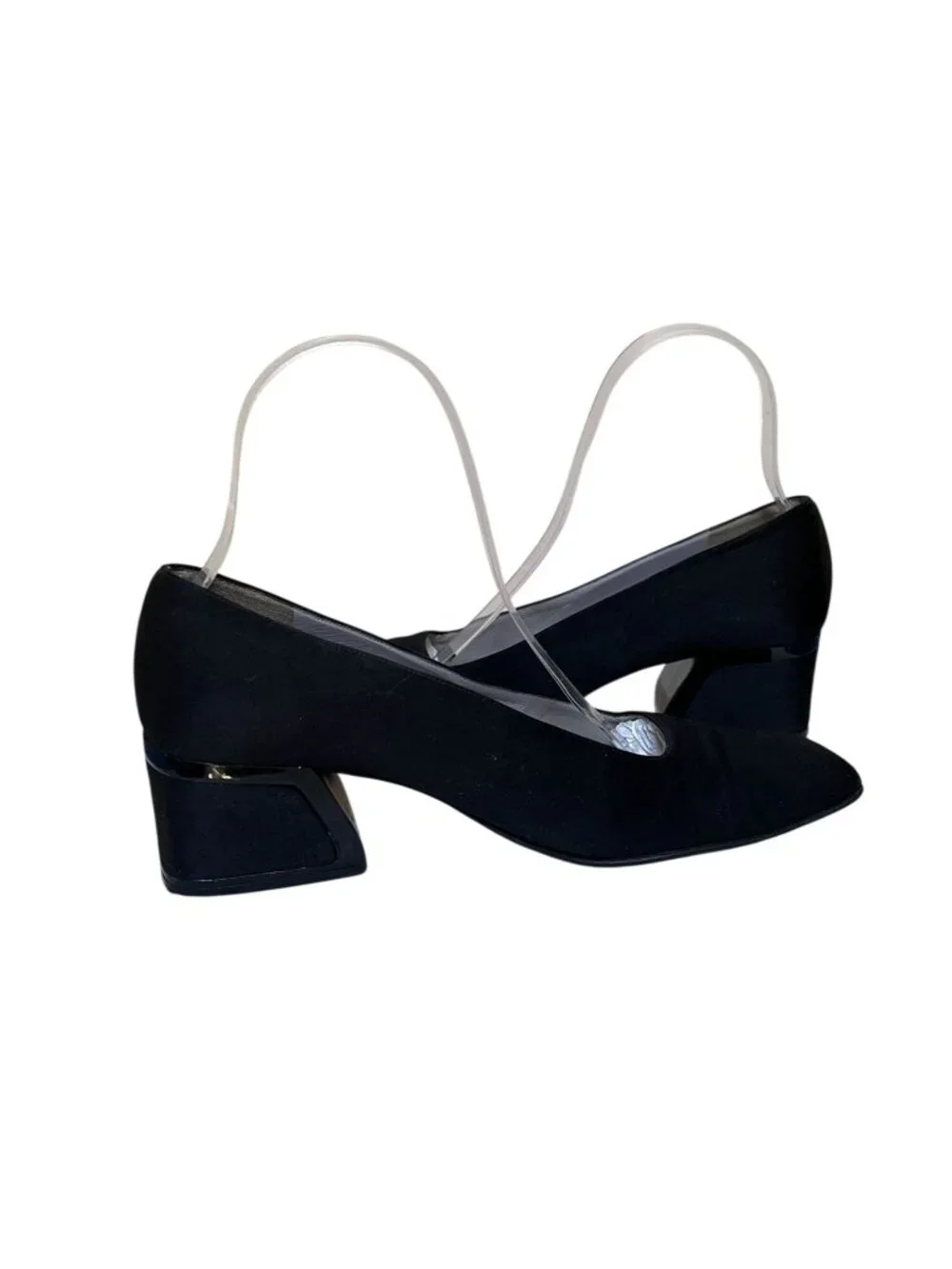 Tom Ford Gucci 1990s Black Square Toe Chunky Heel Pumps Made In Italy Size 7B
